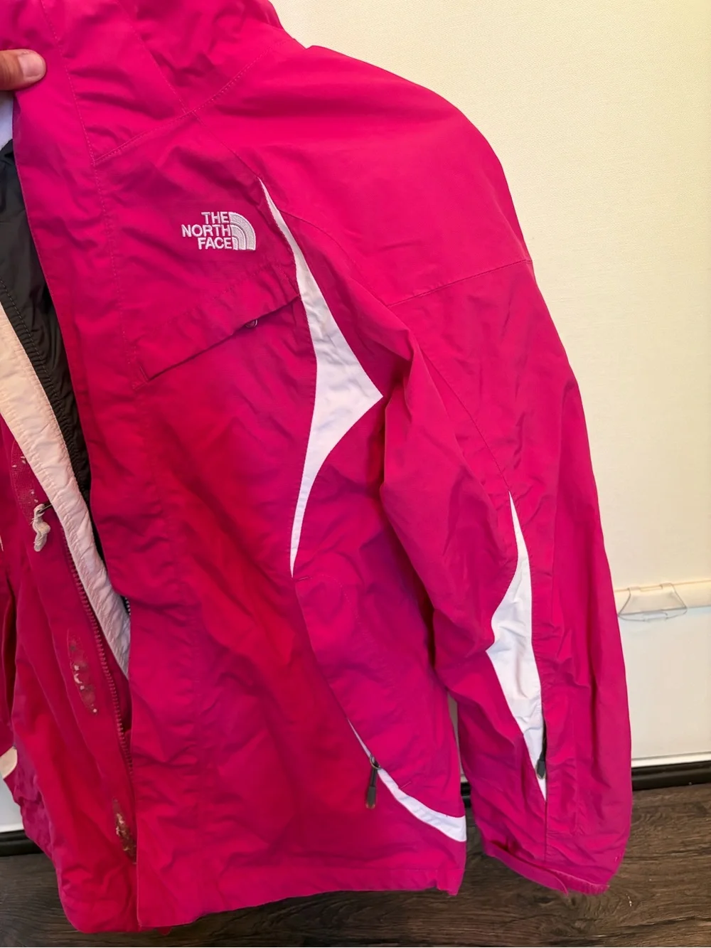 The North Face Hot Pink and White Insulated Ski Jacket